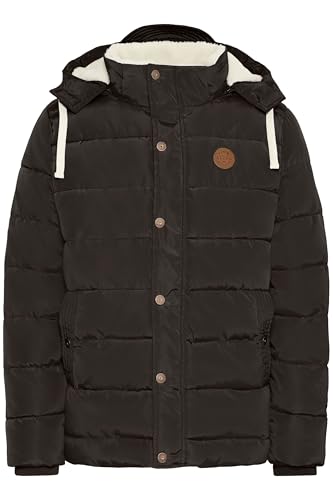 Blend BHFrederic Herren Winterjacke Steppjacke Jacke gefüttert mit abnehmbarer Kapuze Kordelzug Knöpfen Eingrifftaschen Regular fit, Größe:M, Farbe:Black (70155) von b BLEND