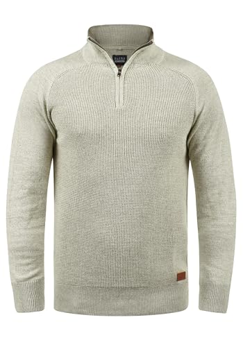 Blend BHGanbolf Herren Strickpullover Troyer Grobstrick Pullover mit Reißverschluss 100% Baumwolle Regular fit, Größe:M, Farbe:Stone Mix (70813) von b BLEND
