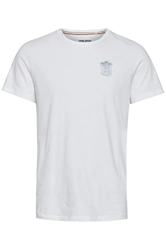 Blend BHGerrit Herren T-Shirt Kurzarm Shirt mit Print mit Rundhals-Ausschnitt aus 100% Baumwolle, Größe:L, Farbe:Bright White (110601) von b BLEND