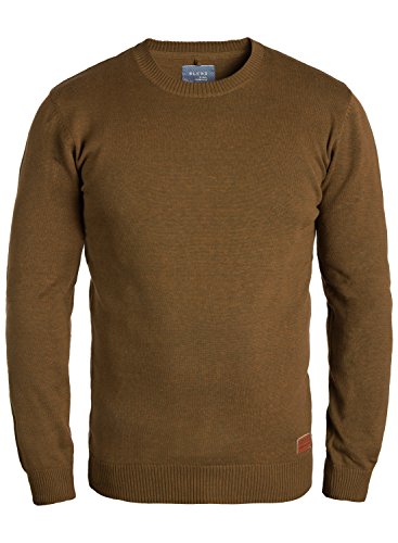 Blend BHLars Herren Strickpullover Feinstrick Pullover mit Rundhals-Ausschnitt Baumwollmischung Regular fit, Größe:2XL, Farbe:Dark Mustard (75116) von b BLEND
