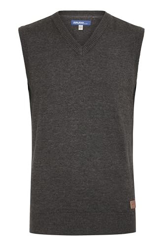 Blend BHLarsson Herren Pullunder Strickweste Feinstrick Pullover ärmellos mit V-Ausschnitt Baumwollmischung Regular fit, Größe:M, Farbe:Charcoal (70818) von b BLEND