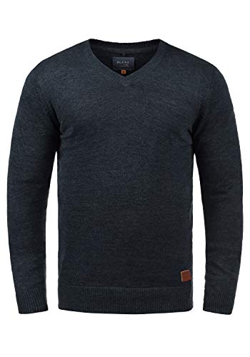 Blend BHLasse Herren Strickpullover Feinstrick Pullover mit V-Ausschnitt Baumwollmischung Regular fit, Größe:S, Farbe:Navy (70230) von b BLEND