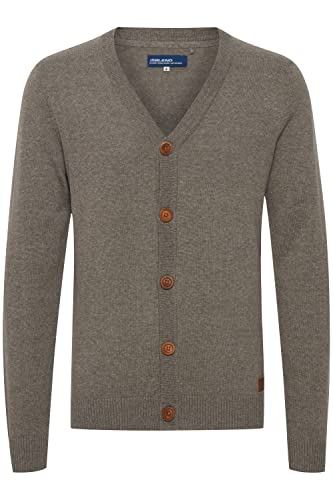 Blend BHLennard Herren Strickjacke Cardigan Feinstrick mit V-Ausschnitt Knopfleiste Baumwollmischung Regular fit, Größe:M, Farbe:Zink Mix (70815) von b BLEND