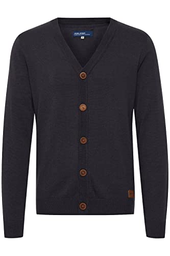 Blend BHLennard Herren Strickjacke Cardigan Feinstrick mit V-Ausschnitt Knopfleiste Baumwollmischung Regular fit, Größe:S, Farbe:Navy (70230) von b BLEND
