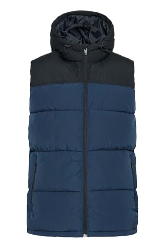 Blend BHMbank Herren Steppweste Weste Outdoor-Weste mit Kapuze regulierbarem Elastikband hohem Kragen Reißverschlusstaschen Regular fit, Größe:S, Farbe:Dress Blues (194024) von b BLEND