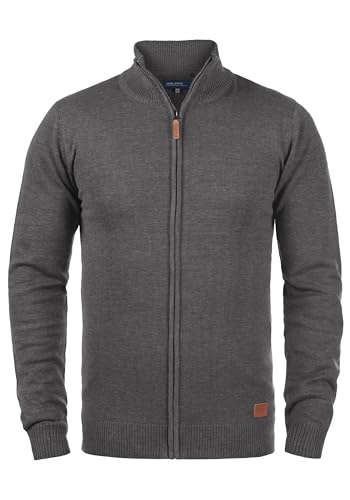Blend BHNorman Herren Strickjacke Cardigan Feinstrick Pullover mit Stehkragen Reißverschluss Rippbündchen Baumwollmischung Regular fit, Größe:3XL, Farbe:Pewter Mix (70817) von b BLEND