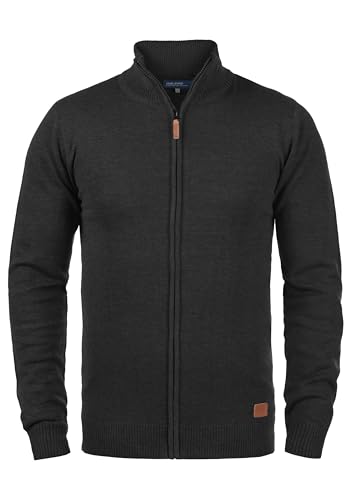Blend BHNorman Herren Strickjacke Cardigan Feinstrick Pullover mit Stehkragen Reißverschluss Rippbündchen Baumwollmischung Regular fit, Größe:L, Farbe:Charcoal (70818) von b BLEND