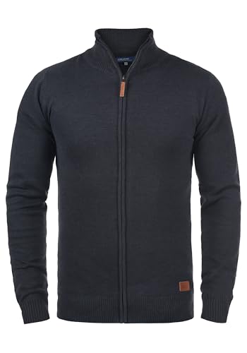 Blend BHNorman Herren Strickjacke Cardigan Feinstrick Pullover mit Stehkragen Reißverschluss Rippbündchen Baumwollmischung Regular fit, Größe:S, Farbe:Navy (70230) von b BLEND