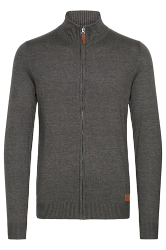 Blend BHNorman Herren Strickjacke Cardigan Feinstrick Pullover mit Stehkragen Reißverschluss Rippbündchen Baumwollmischung Regular fit, Größe:XL, Farbe:Pewter Mix (70817) von b BLEND