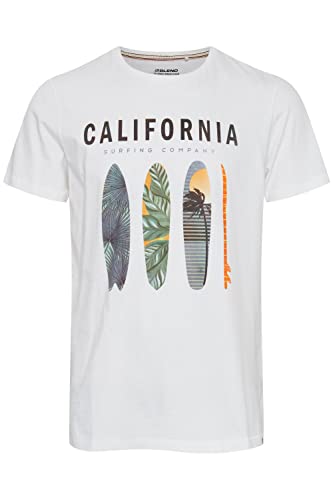 Blend BHOrin Herren T-Shirt Kurzarm Shirt Basic Print mit Rundhalsausschnitt, Größe:L, Farbe:Bright White (110601) von b BLEND