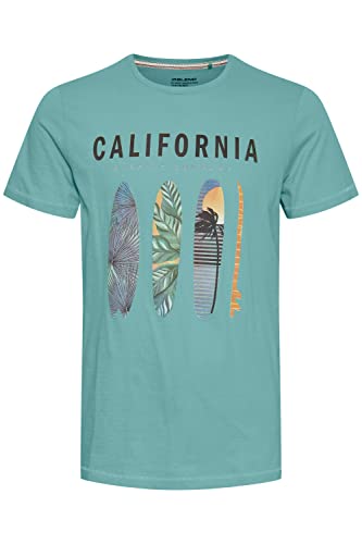 Blend BHOrin Herren T-Shirt Kurzarm Shirt Basic Print mit Rundhalsausschnitt, Größe:L, Farbe:Mineral Blue (164712) von b BLEND