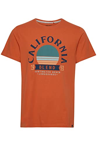 Blend BHOrtwin Herren T-Shirt Kurzarm Shirt Basic Print mit Rundhalsausschnitt, Größe:L, Farbe:Mango (171446) von b BLEND