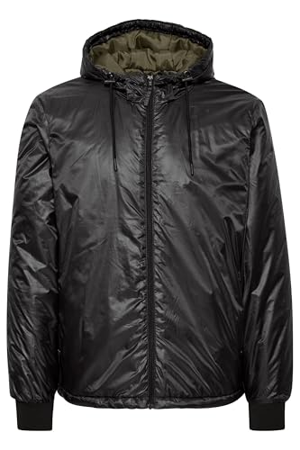 Blend BHOuterwear Herren Übergangsjacke Herrenjacke Jacke mit Kapuze Kordelzug Rippbündchen Regular fit, Größe:3XL, Farbe:Black (194007) von b BLEND