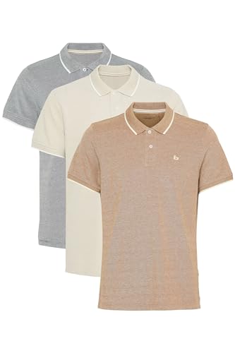 Blend BHPolo Herren 3-Pack Poloshirts Polohemd Shirts mit Polokragen Knöpfen 100% Baumwolle Multipack Regular fit, Größe:XXL, Farbe:Forest NightToffeeOyester (204185) von b BLEND
