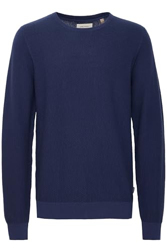 Blend BHPullover Herren Strickpullover Feinstrick Pullover mit Rippbündchen Rundhals-Ausschniit 100% Baumwolle Regular fit, Größe:XL, Farbe:Dress Blues (194024) von b BLEND