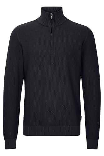 Blend BHPullover Herren Strickpullover Troyer Feinstrick Pullover mit Troyerkragen Rippbündchen 100% Baumwolle Slim fit, Größe:3XL, Farbe:Black (194007) von b BLEND