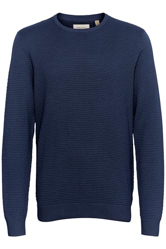 Blend BHREDHILL Herren Strickpullover Feinstrick Pullover Sweater mit Rippbündchen Rundhals 100% Baumwolle Regular fit, Größe:XL, Farbe:Dress Blues (194024) von b BLEND
