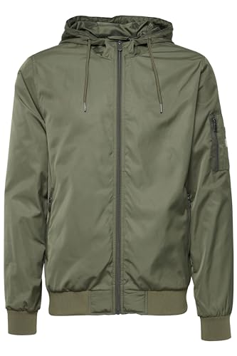 Blend BHRazy Herren Übergangsjacke Herrenjacke Jacke mit Kapuze Reißverschlusstaschen Kordelzug Regular fit, Größe:L, Farbe:Dusty Olive Green (77203) von b BLEND