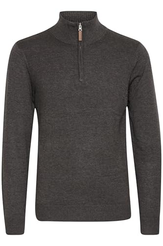 Blend BHRobin Herren Strickpullover Troyer Feinstrick Pullover mit Troyerkragen Rippbündchen Baumwollmischung Regular fit, Größe:L, Farbe:Charcoal (70818) von b BLEND