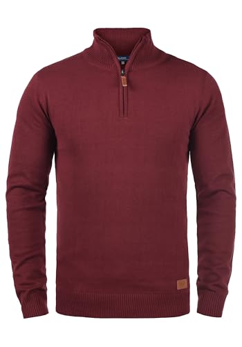 Blend BHRobin Herren Strickpullover Troyer Feinstrick Pullover mit Troyerkragen Rippbündchen Baumwollmischung Regular fit, Größe:M, Farbe:Andorra Red (73811) von b BLEND