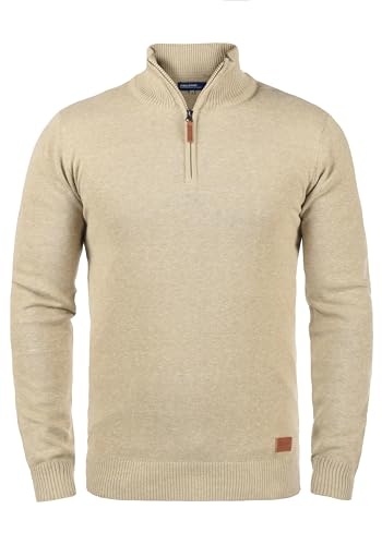 Blend BHRobin Herren Strickpullover Troyer Feinstrick Pullover mit Troyerkragen Rippbündchen Baumwollmischung Regular fit, Größe:M, Farbe:Sand Mix (70810) von b BLEND