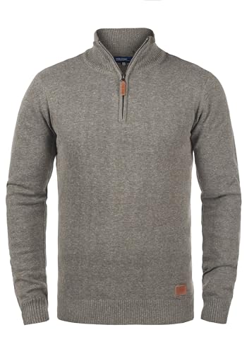 Blend BHRobin Herren Strickpullover Troyer Feinstrick Pullover mit Troyerkragen Rippbündchen Baumwollmischung Regular fit, Größe:XL, Farbe:Zink Mix (70815) von b BLEND