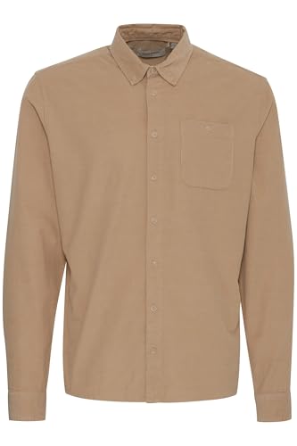 Blend BHShirt Herren Hemd Langarmhemd Freizeithemd mit Kentkragen 2-Knopf-Manschette Brusttasche 100% Baumwolle Regular fit, Größe:L, Farbe:Cornstalk (161315) von b BLEND