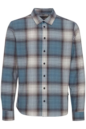 Blend BHShirt Herren Hemd Langarmhemd Freizeithemd mit Kentkragen 2-Knopf-Manschette abgerundeten Saum 100% Baumwolle Regular fit, Größe:XXL, Farbe:Provincial Blue (184220) von b BLEND