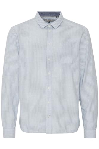 Blend BHShirt Herren Hemd aus Leinenmix Langarmhemd mit Hemdkragen Knöpfen Brusttasche Regular fit, Größe:M, Farbe:Cashmere Blue (144115) von b BLEND
