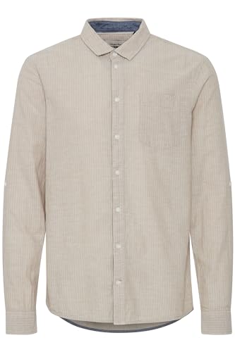 Blend BHShirt Herren Hemd aus Leinenmix Langarmhemd mit Hemdkragen Knöpfen Brusttasche Regular fit, Größe:XXL, Farbe:Crockery (161104) von b BLEND