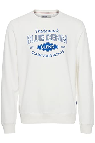 Blend BHSweatshirt 20713265 Herren Sweatshirt Pullover Pulli mit Rundhalsausschnitt aus 100% Baumwolle, Größe:L, Farbe:Snow White (110602) von b BLEND