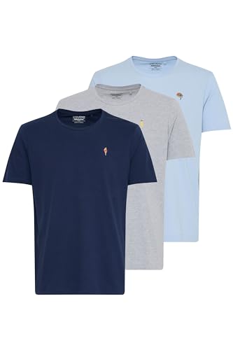 Blend BHTee Herren 3-Pack T-Shirts Shirts Kurzarm mit Print Rundhals Regular fit, Größe:XL, Farbe:DressBluesCashmereStoneMix (204237) von b BLEND