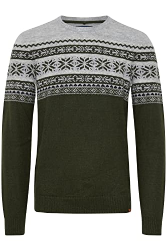 Blend BHTjerik Herren Strickpullover Grobstrick Pullover mit Rundhalsausschnitt Norweger Muster, Größe:2XL, Farbe:Deep Depths (190413) von b BLEND