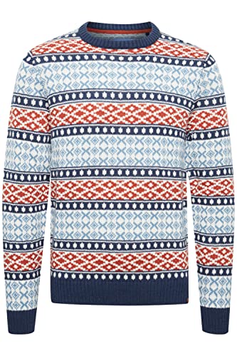 Blend BHTjorben Herren Strickpullover Grobstrick Pullover mit Norwegermuster, Größe:XXL, Farbe:Dress Blues (194024) von b BLEND