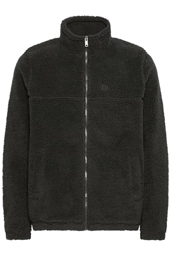 Blend BHTotem Herren Teddy-Jacke Übergangsjacke Jacke mit Stehkragen Eingrifftaschen Reißverschluss Label-Detail Regular fit, Größe:XL, Farbe:Black (194007) von b BLEND