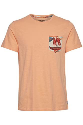 Blend BHTrop Herren T-Shirt Kurzarm Shirt Basic Print mit Rundhalsausschnitt, Größe:L, Farbe:Coral Sands (141224) von b BLEND