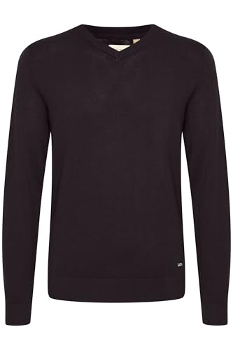 Blend BHWeber Herren Strickpullover Pullover mit V-Ausschnitt Rippbündchen Label-Details Regular fit, Größe:3XL, Farbe:Black (194007) von b BLEND