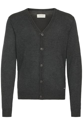 Blend BHWebte Herren Strickjacke Cardigan mit V-Auschnitt Knopfleiste Rippbündchen Label-Details Regular fit, Größe:XL, Farbe:Charcoal Mix (200278) von b BLEND