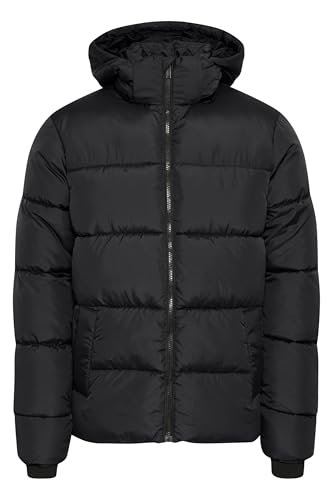 Blend BHZipke Herren Steppjacke Winterjacke Jacke mit abnehmbarer Kapuze hohem Kragen Kinnschutz Eingrifftaschen Label-Details Regular fit, Größe:M, Farbe:Black (194007) von b BLEND