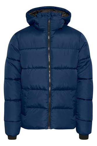 Blend BHZipke Herren Steppjacke Winterjacke Jacke mit abnehmbarer Kapuze hohem Kragen Kinnschutz Eingrifftaschen Label-Details Regular fit, Größe:M, Farbe:Dress Blues (194024) von b BLEND