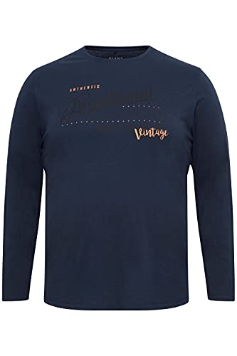 Blend BT Dopper Longsleeve Herren Big & Tall Langarmshirt Shirt mit Print Große Größen bis 6XL aus 100% Baumwolle, Größe:4XL, Farbe:Mood Indigo (194025) von b BLEND