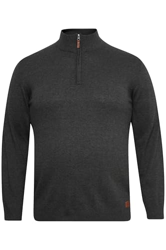 Blend BHRobin BT Robin Strickpullover Herren Big & Tall Feinstrickpullover Pullover Große Größen bis 6XL mit Stehkragen und Reißverschluss, Größe:5XL, Farbe:Charcoal Mix (200278) von b BLEND
