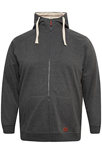 Blend BT Speedy Sweatjacke Herren Big & Tall Kapuzenjacke Hoodie mit Kapuze Große Größen bis 6XL mit seitlichen Eingrifftaschen, Größe:5XL, Farbe:Charcoal Mix (200278) von b BLEND