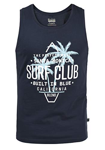 Blend Cali Herren Tank Top Sport-Shirt Muscle-Shirt mit Print, Größe:M, Farbe:Dark Navy Blue (74645) von b BLEND