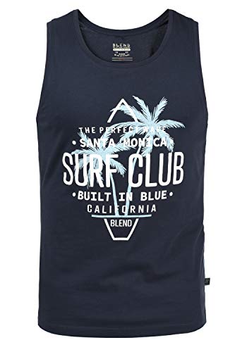 Blend Cali Herren Tank Top Sport-Shirt Muscle-Shirt mit Print, Größe:XL, Farbe:Dark Navy Blue (74645) von b BLEND