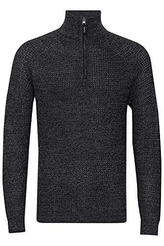 Blend Carlton Herren Strickpullover Troyer Grobstrick Pullover mit Stehkragen, Größe:S, Farbe:Black (194007) von b BLEND