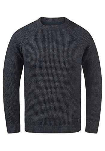 Blend Carrizal Herren Strickpullover Grobstrick Pullover mit Rundhalsausschnitt, Größe:S, Farbe:Dress Blues (194024) von b BLEND