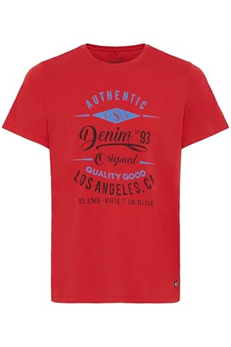 Blend Doppler Herren T-Shirt Kurzarm Shirt Mit Print Und Rundhalsausschnitt Aus 100% Baumwolle, Größe:3XL, Farbe:Pomp Red (73832) von b BLEND