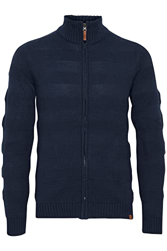 Blend Galmaro Herren Strickjacke Cardigan Feinstrick mit hochabschließendem Kragen aus 100% Baumwolle, Größe:L, Farbe:Dress Blues (194024) von b BLEND