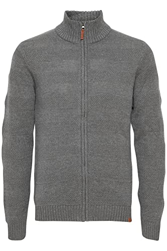 Blend Galmaro Herren Strickjacke Cardigan Feinstrick mit hochabschließendem Kragen aus 100% Baumwolle, Größe:L, Farbe:Pewter Mix (200277) von b BLEND